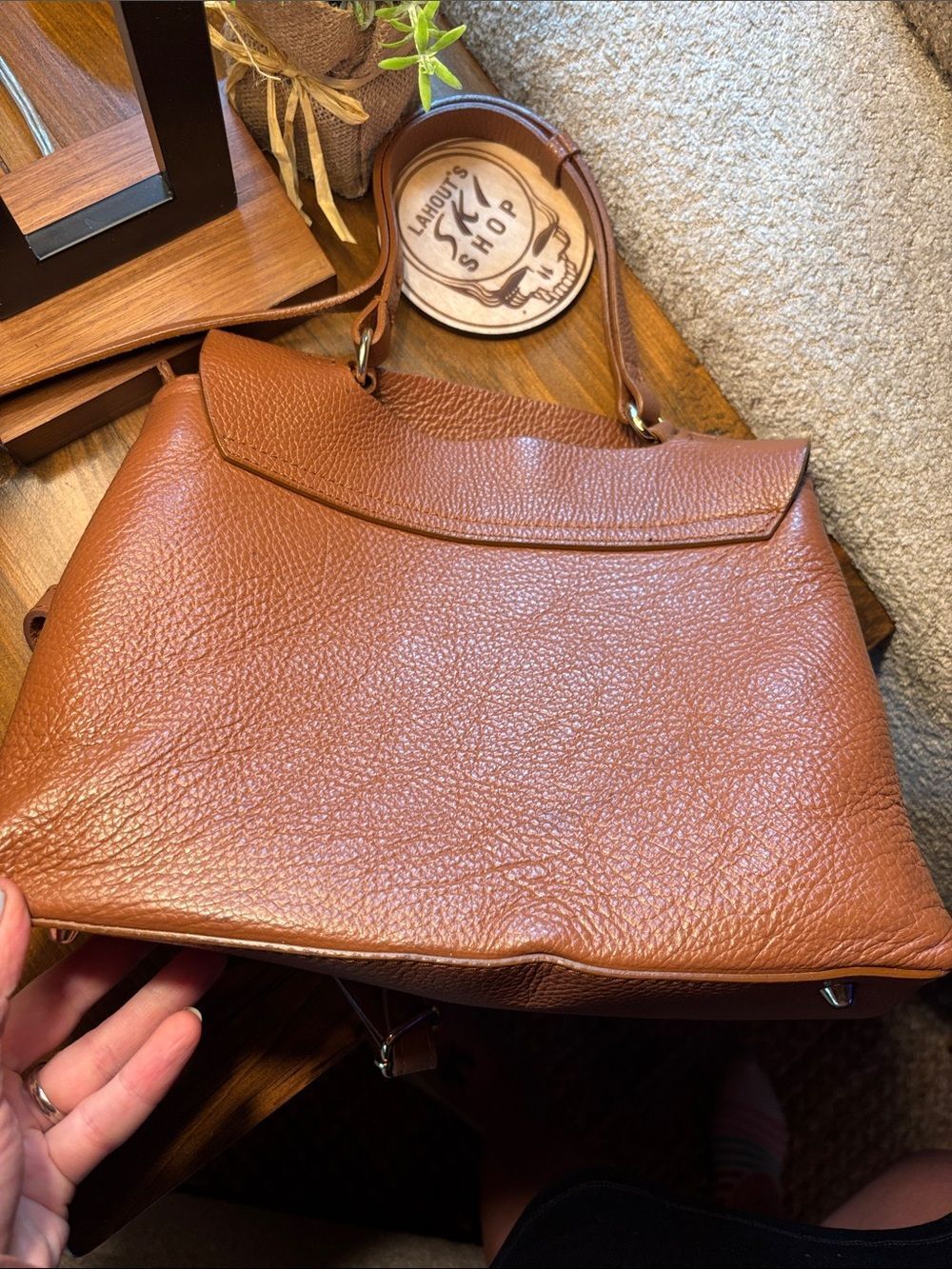 Cheval 100% Genuine Pebbled Leather Crossbody Bag in Brown - Picture 15 of 16